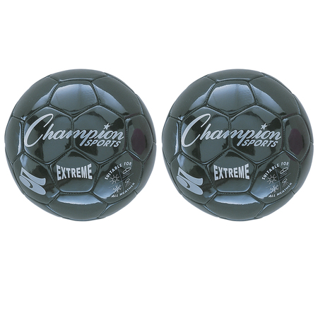 CHAMPION SPORTS Extreme Soccer Ball, Black, Size 5, PK2 EX5BK